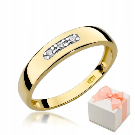 Złoty 585 Pierścionek Zaręczynowy Brylanty Grawer