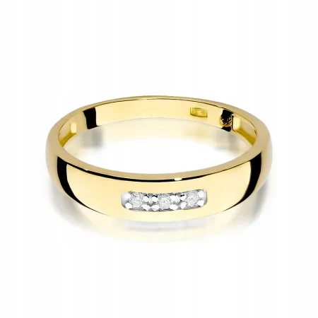Złoty 585 Pierścionek Zaręczynowy Brylanty Grawer