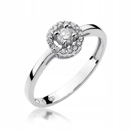 Złoty 585 Pierścionek Brylanty 0,20ct Grawer