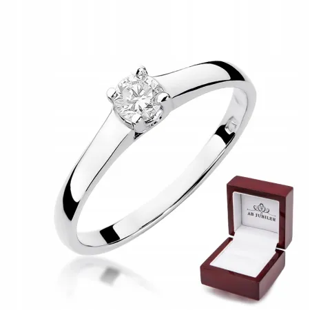 Pierścionek Białe Złoto 585 Brylant 0,20ct Prezent