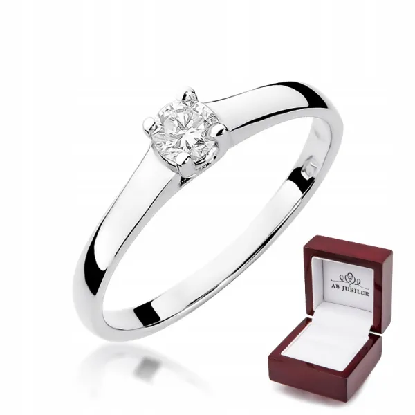 Pierścionek Białe Złoto 585 Brylant 0,20ct Prezent