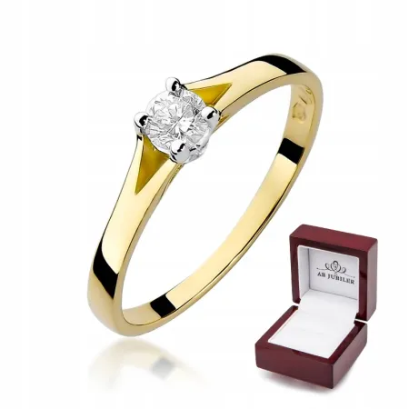 Złoty 585 Pierścionek Zaręczynowy Brylant 0,20ct