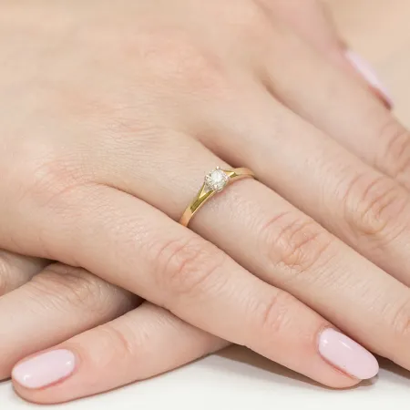 Złoty 585 Pierścionek Zaręczynowy Brylant 0,20ct