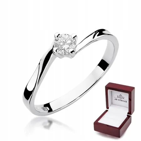 Pierścionek Białe Złoto 585 Brylant 0,20ct Grawer