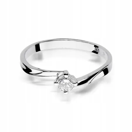 Pierścionek Białe Złoto 585 Brylant 0,20ct Grawer