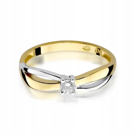 Złoty 585 Pierścionek Zaręczynowy Brylant 0,10ct