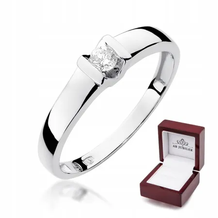 Pierścionek Białe Złoto Zaręczynowy Brylant 0,10ct