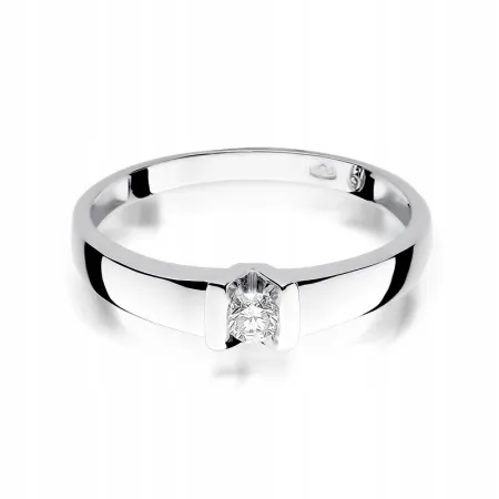 Pierścionek Białe Złoto Zaręczynowy Brylant 0,10ct