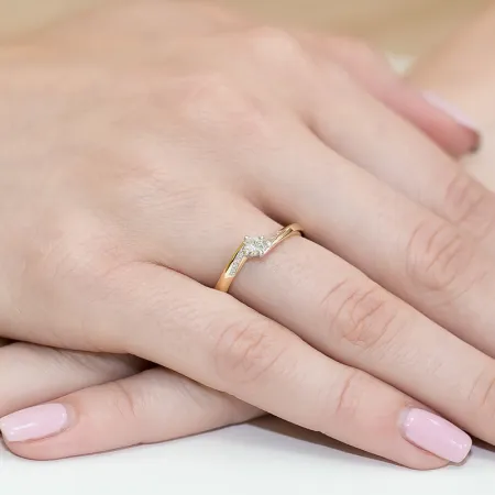 Złoty Pierścionek 585 z Brylantami 0,19ct Grawer