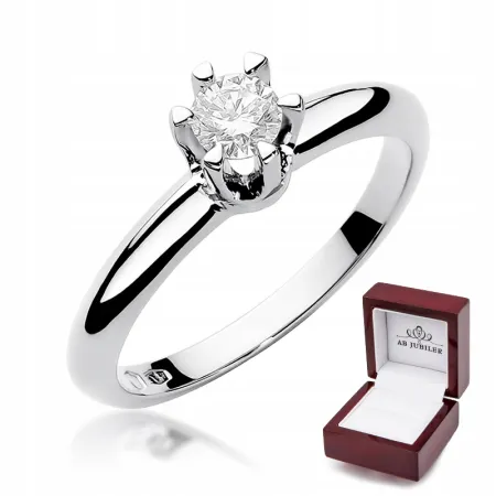 Pierścionek Białe Złoto 585 Brylant 0,30ct Prezent
