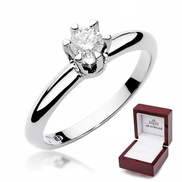 Pierścionek Białe Złoto 585 Brylant 0,30ct Prezent