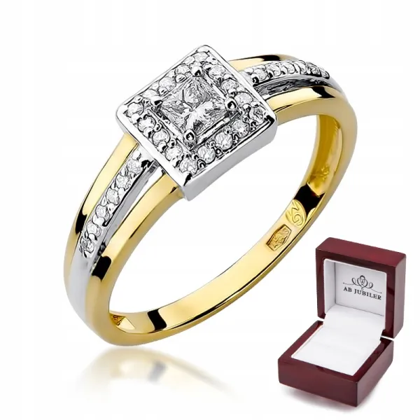 Złoty Pierścionek Brylanty 0,29ct Próba 585 Grawer