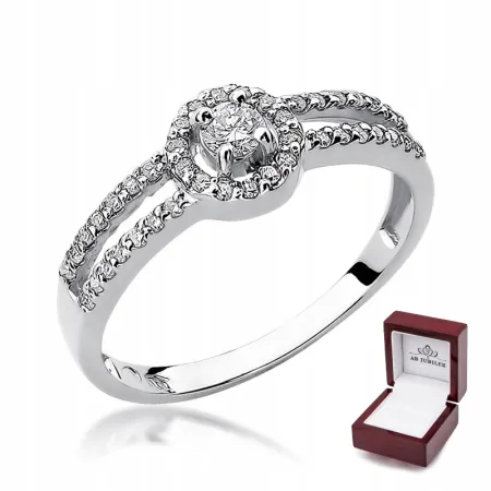 Pierścionek Białe Złoto 585 Brylant 0,31ct Prezent