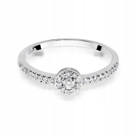 Złoty 585 Pierścionek z Brylantami 0,19ct Grawer