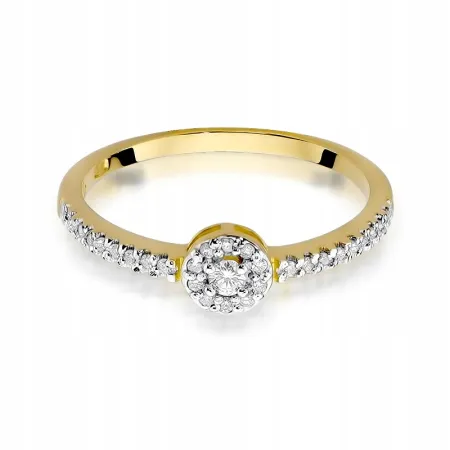 Złoty 585 Pierścionek z Brylantami 0,19ct Grawer