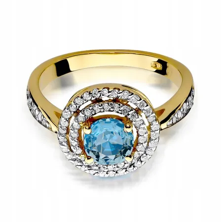 Pierścionek Białe Złoto 585 Topaz 0,80ct Brylanty