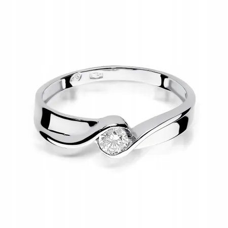 Złoty 585 Pierścionek Zaręczynowy Brylant 0,15ct