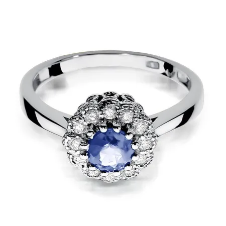 Zaręczynowy 14K Pierścionek Tanzanit Brylanty