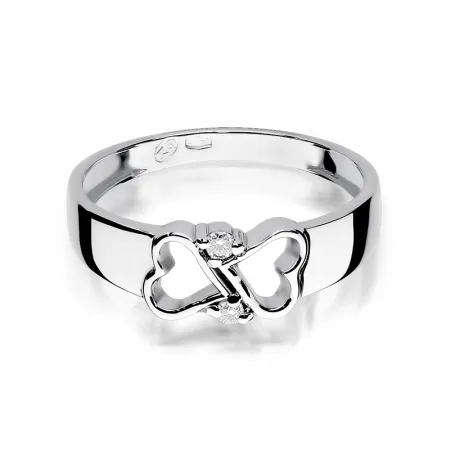 Złoty Pierścionek 585 Zaręczynowy Brylanty Serca