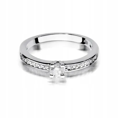 Pierścionek 585 Brylanty Białe Złoto 0,28ct Grawer
