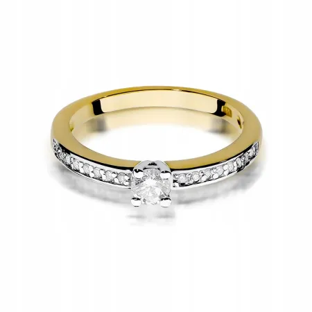 Pierścionek 585 Brylanty Białe Złoto 0,28ct Grawer
