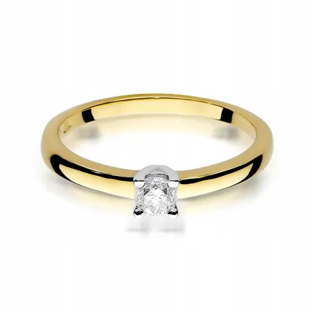 Złoty 585 Pierścionek Zaręczynowy Brylant 0,20ct