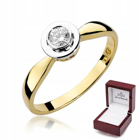 Złoty Pierścionek Brylant 0,20ct Próba 585 Grawer