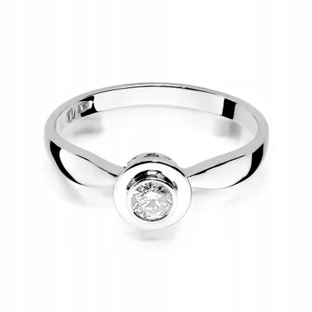 Złoty Pierścionek Brylant 0,20ct Próba 585 Grawer