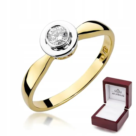 Złoty 14K Pierścionek Zaręczynowy Brylant 0,15ct
