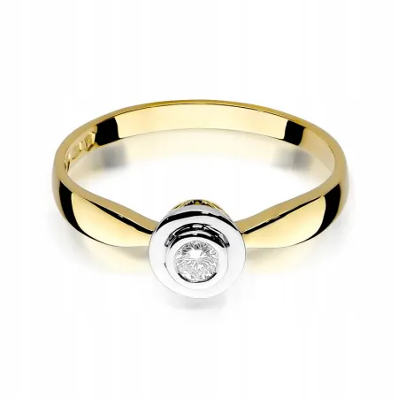 Złoty 585 Pierścionek Zaręczynowy Brylant  0,10ct