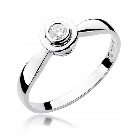 Złoty 585 Pierścionek Zaręczynowy Brylant  0,10ct