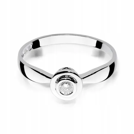 Złoty 585 Pierścionek Zaręczynowy Brylant  0,10ct