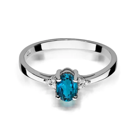 Pierścionek 14K Topaz London Blue Brylanty