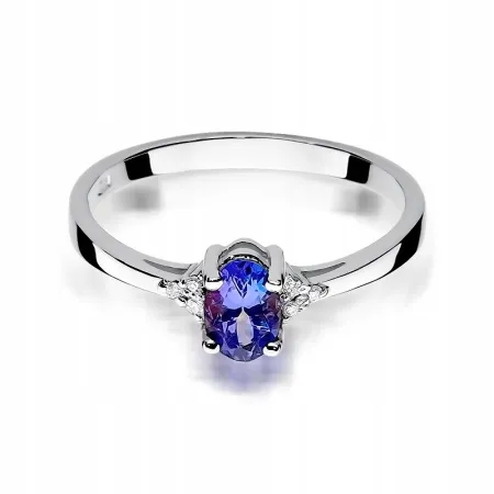 Pierścionek 585 Zaręczynowy Szafir 0,70ct Diamenty