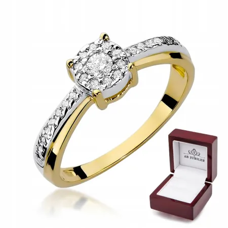 Złoty 585 Pierścionek Brylanty 0,25ct Grawer