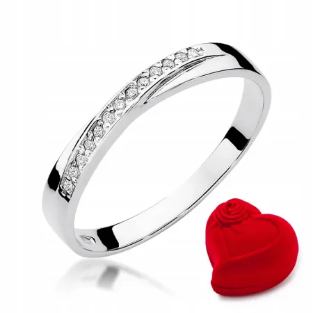 Złoty 585 Pierścionek Zaręczynowy Brylanty Grawer