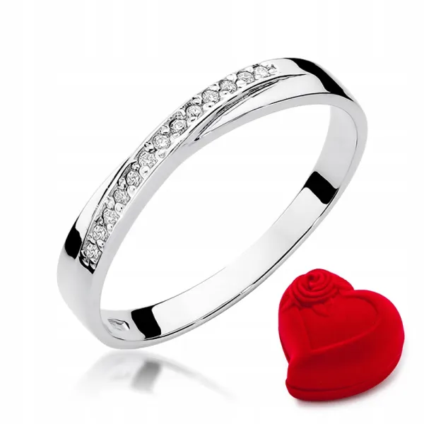 Złoty 585 Pierścionek Zaręczynowy Brylanty Grawer