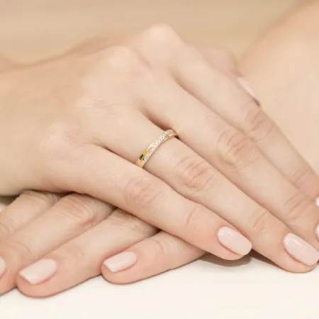 Złoty 585 Pierścionek Zaręczynowy Brylanty Grawer