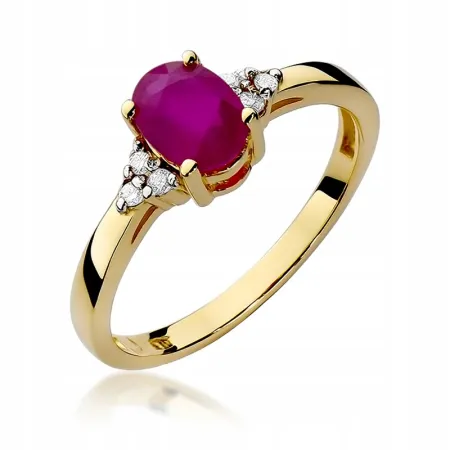 Pierścionek Rubin Brylanty Białe Złoto 585 Grawer