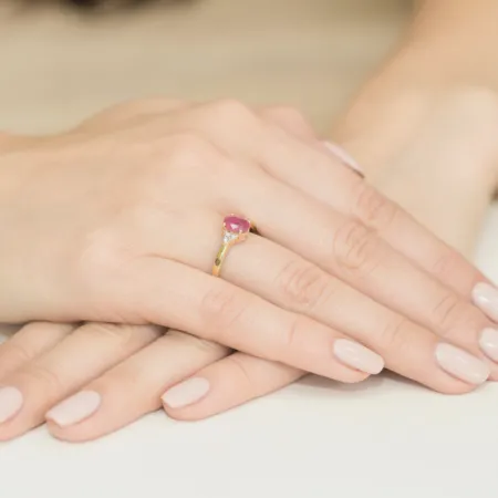 Pierścionek Rubin Brylanty Białe Złoto 585 Grawer