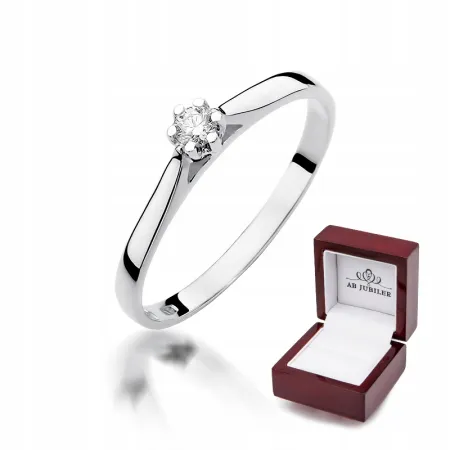 Pierścionek 585 Zaręczynowy Brylant Białe Złoto