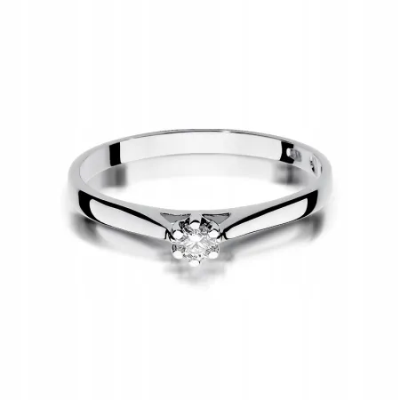 Pierścionek 585 Zaręczynowy Brylant Białe Złoto