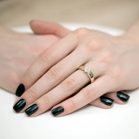 Pierścionek 585 Zaręczynowy Brylanty Serce Grawer