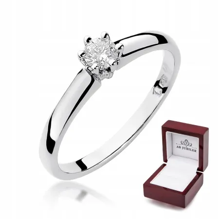 Złoty 585 Pierścionek Zaręczynowy Brylant 0,20ct