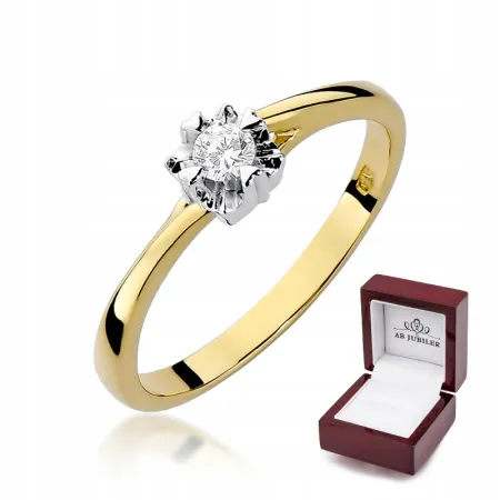 Złoty 14K Pierścionek Zaręczynowy Brylant 0,10ct