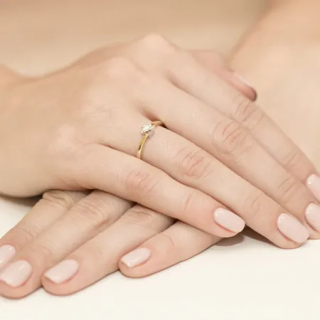 Złoty 14K Pierścionek Zaręczynowy Brylant 0,10ct