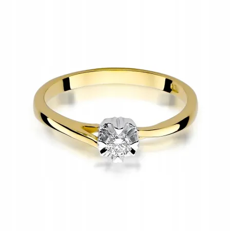 Złoty 14K Pierścionek Zaręczynowy Brylant 0,10ct