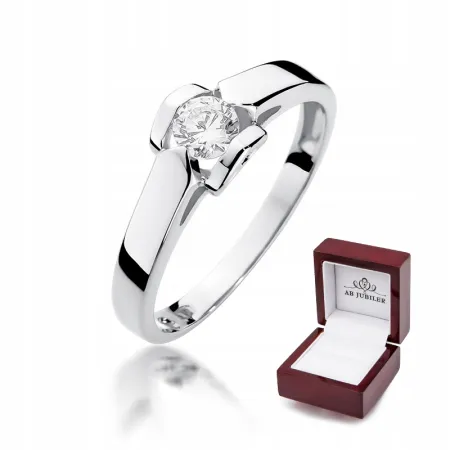 Złoty 585 Pierścionek Zaręczynowy Brylant 0,09ct