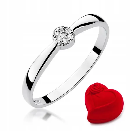 Pierścionek 585 Białe Złoto Zaręczynowy Brylanty