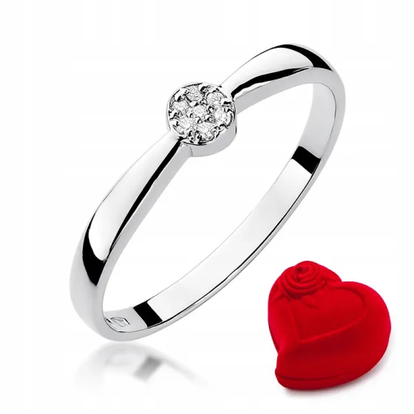 Pierścionek 585 Białe Złoto Zaręczynowy Brylanty